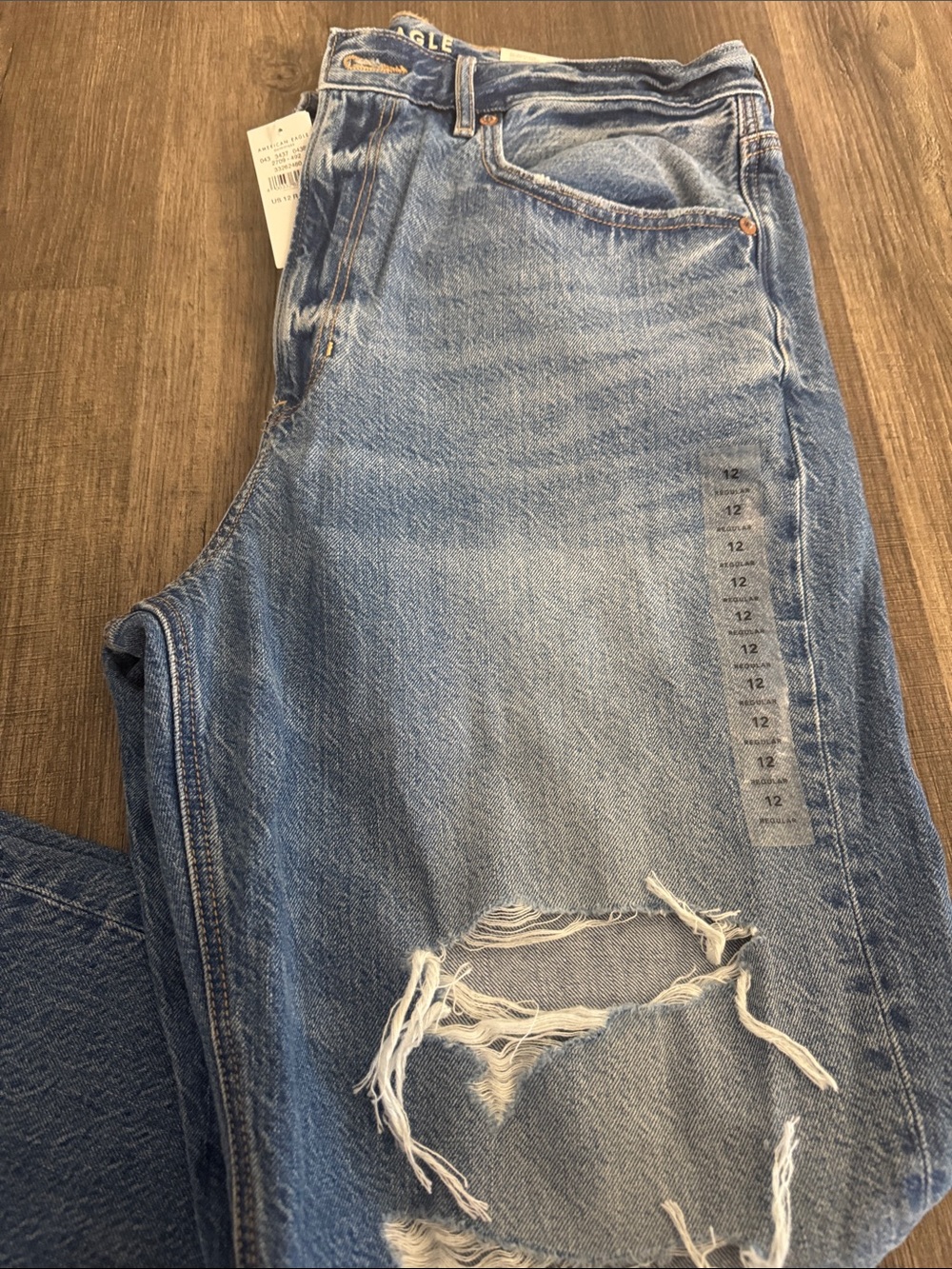 American Eagle Outfitters Faded Blue Distressed Boyfriend Jeans - Picture 4 of 7